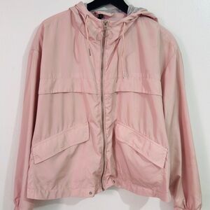 H&M Divided Women’s Pink Hooded Zip Windbreaker Jacket Size L